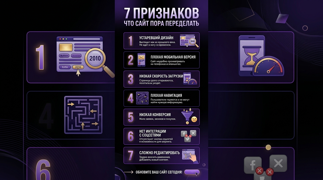 7 признаков что сайт пора переделать