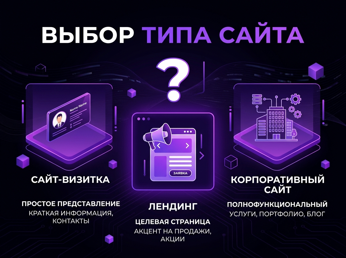Сайт-визитка, лендинг или корпоративный сайт